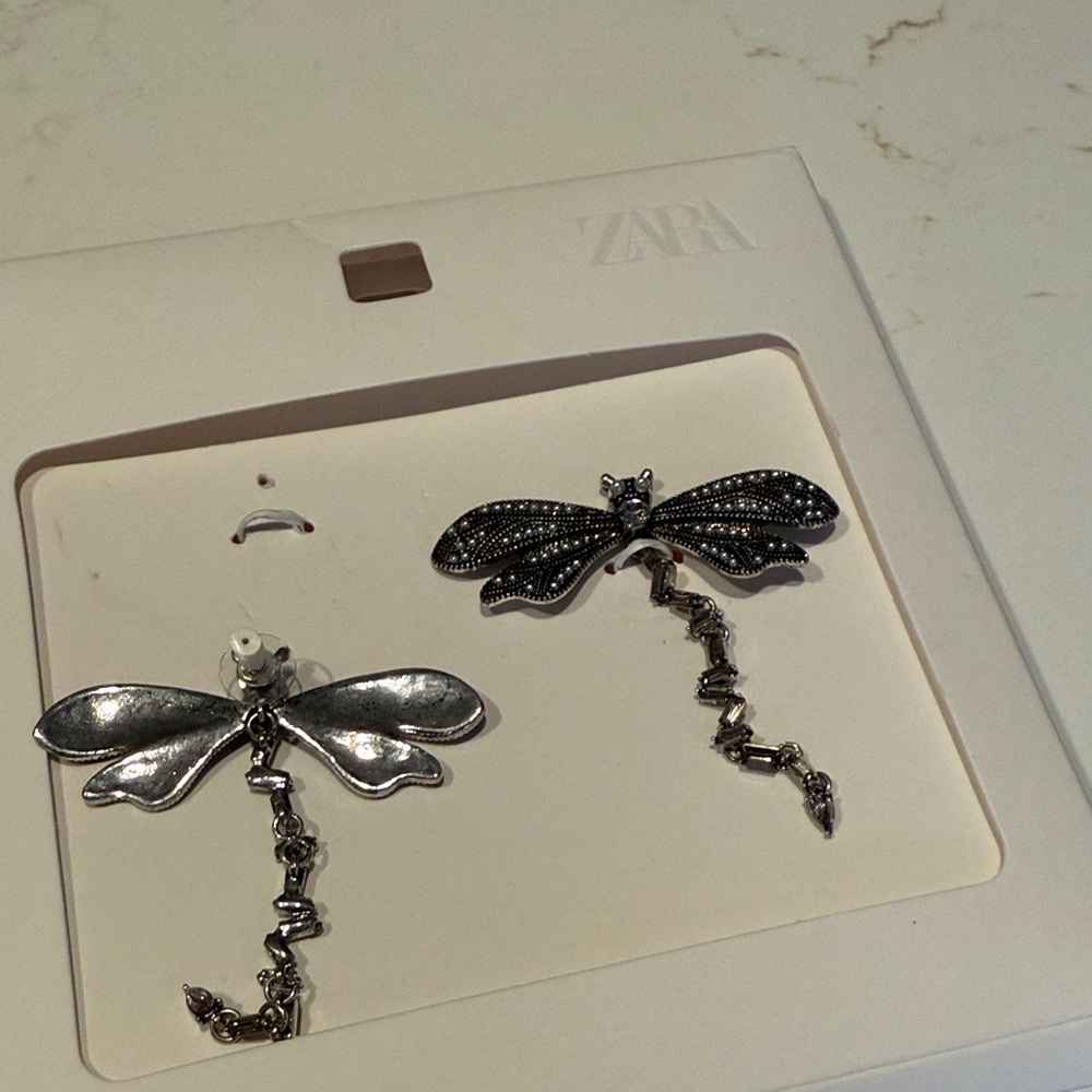 Zara Silver Dragonfly Earrings - Picture 4 of 5